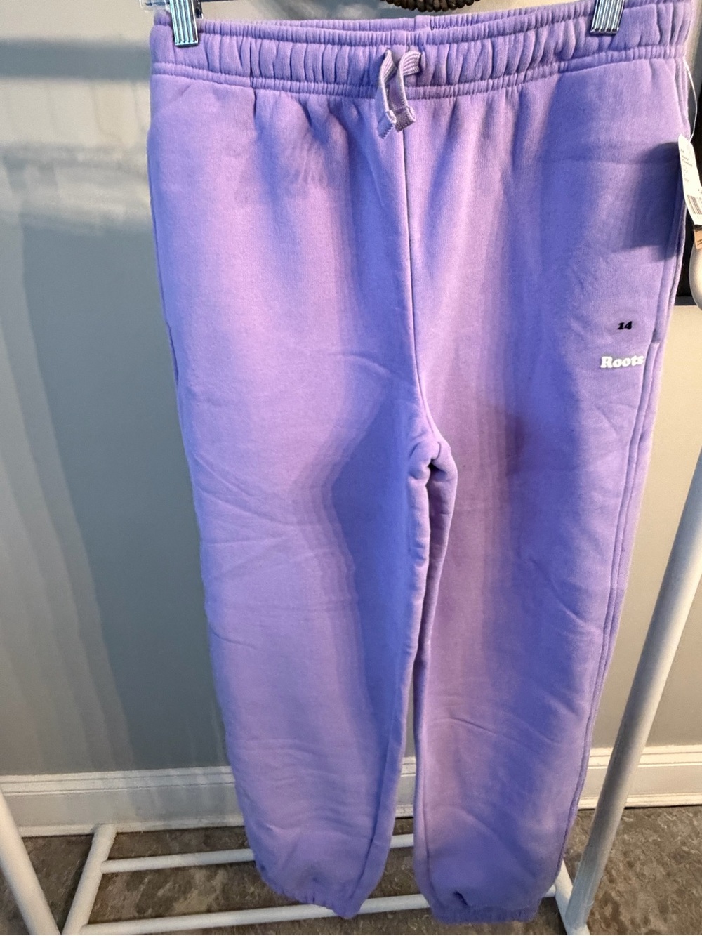 NWT ✨ Roots Kids Lavender Joggers with Drawstring Waist cloud sweatspants -14